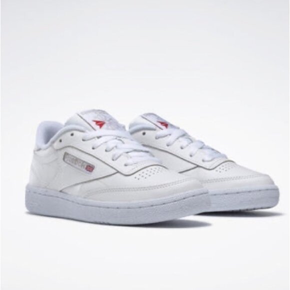 Reebok Classic C85 White Leather Lace Up Sneakers Club C 85 Running Shoes - Picture 1 of 10